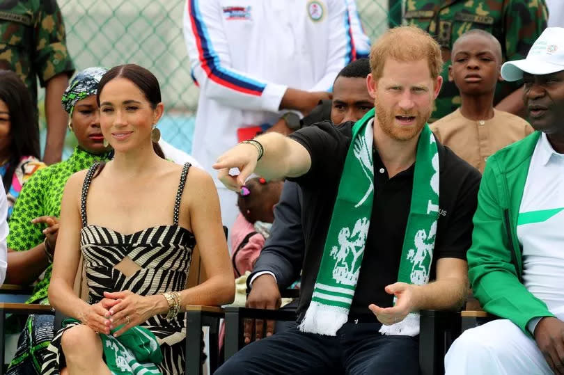 Harry and Meghan attend an exhibition sitting volleyball match at Nigeria Unconquered, as part of celebrations of the Invictus Games anniversary in Abuja, Nigeria -Credit:Anadolu via Getty Images