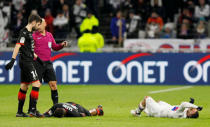 Soccer Football - Ligue 1 - Olympique Lyonnais vs Rennes - Groupama Stadium, Lyon, France - February 11, 2018 Stade Rennes’ Diafra Sakho is down after sustaining an injury REUTERS/Emmanuel Foudrot