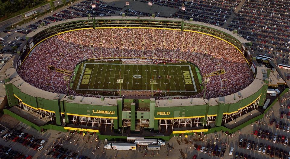 Lambeau Field is shown in this aerial photograph taken Aug. 4, 2000, in the Packers' preseason game against the New York Jets.