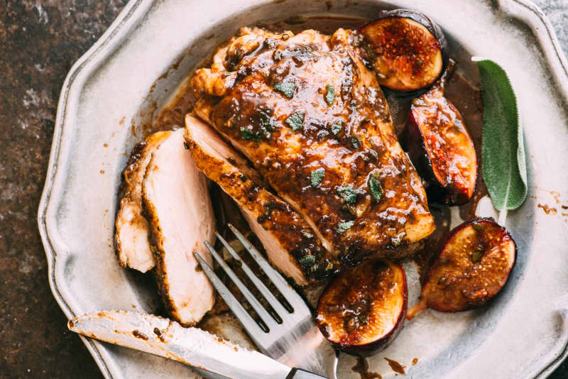 Balsamic and Mustard Glazed Chicken Thighs and Figs