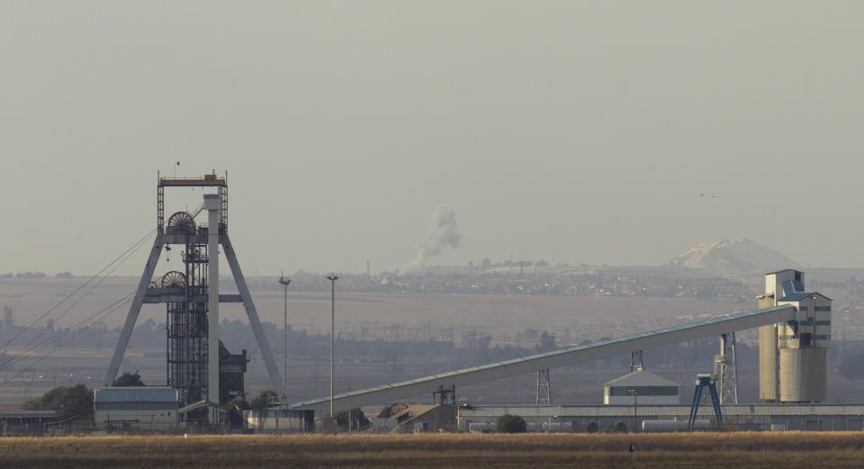 FILE - The Doornkop Gold Mine west of Johannesburg on Sept. 4, 2013. South Africa's overall mining profits slipped by more than $5 billion in the last financial year, while the country that was once the world's largest gold producer might have less than 30 years of a viable gold industry left without renewed investment, according to a report by big four auditing firm PwC released on Tuesday, Oct. 3, 2023. (AP Photo/Themba Hadebe, File)