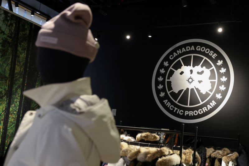 FILE PHOTO: The logo of Canada Goose is seen in a store in Manhattan, New York City