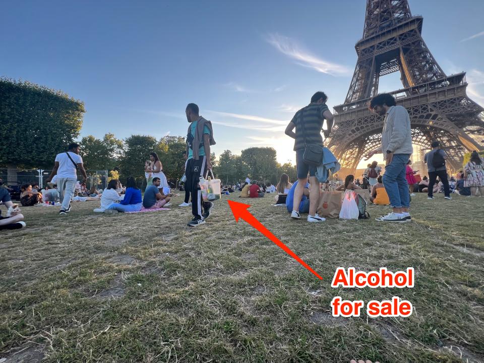 Alcohol for sale at Eiffel Tower