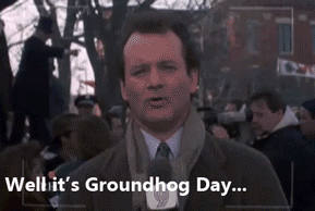 Bill Murray as Phil announces another Groundhog Day
