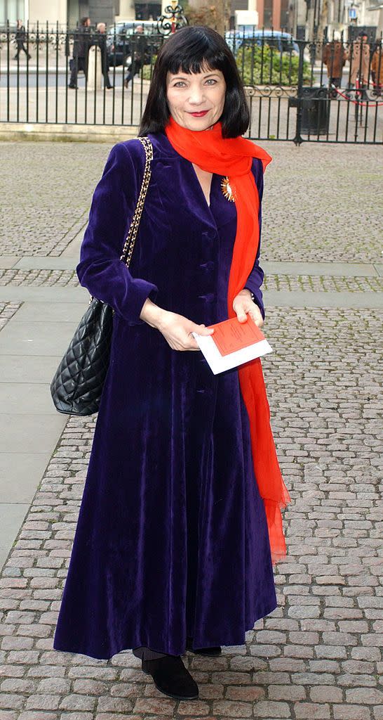mystic meg attends the children of courage awards at londons westminster abbey, wearing a purple dress
