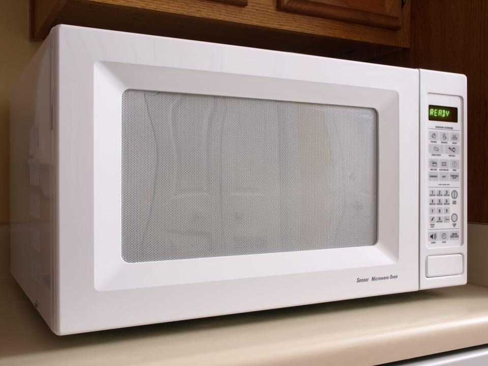 White counter top Microwave oven front view