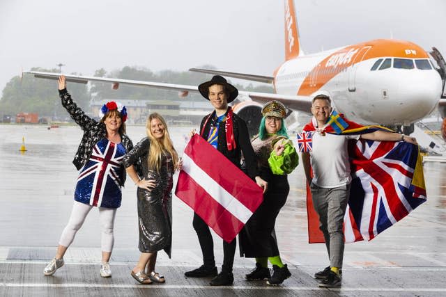 Eurovision fans prepare to board a special party flight from Gatwick