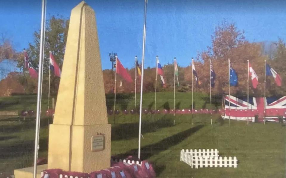 The cenotaph in the village of Long Ashton, Somerset, has been damaged by vandals