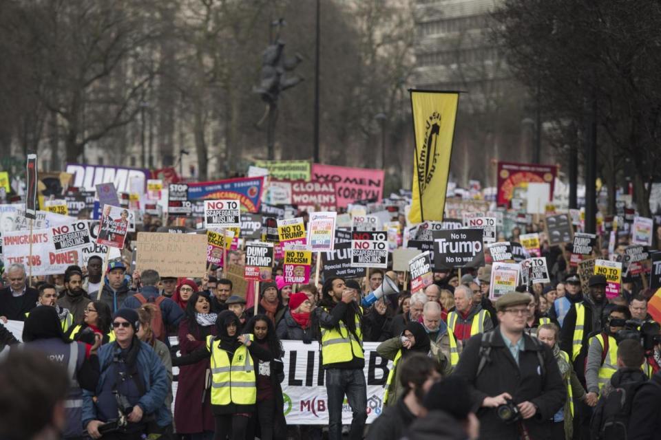 Anti-Trump protesters march to Downing Street in 2017 (PA Archive/PA Images)