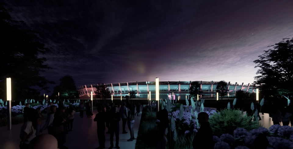 A rendering of the music campus planned for Coney Island