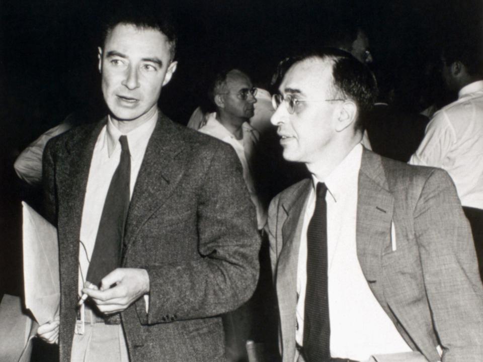 J. Robert Oppenheimer with the physicist Gregory Breit.