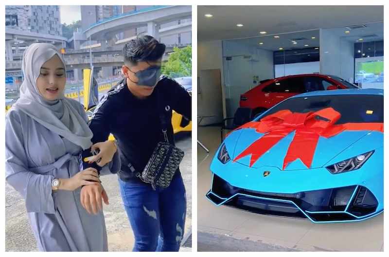The cosmetics entrepreneur bought her husband the lavish sports car in exchange for his attention and assistance when their baby is born. — Screengrab from TikTok/@ayunieso