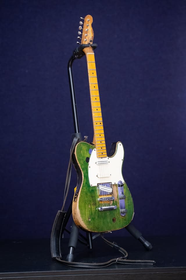 Francis Rossi of Status Quo&rsquo;s green Fender Telecaster guitar