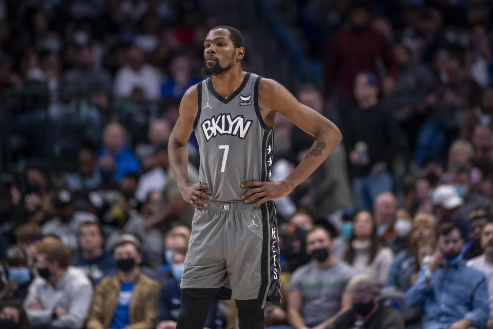 Kevin Durant and the Brooklyn Nets are +550 to win the NBA Finals. (Jerome Miron/USA TODAY Sports)