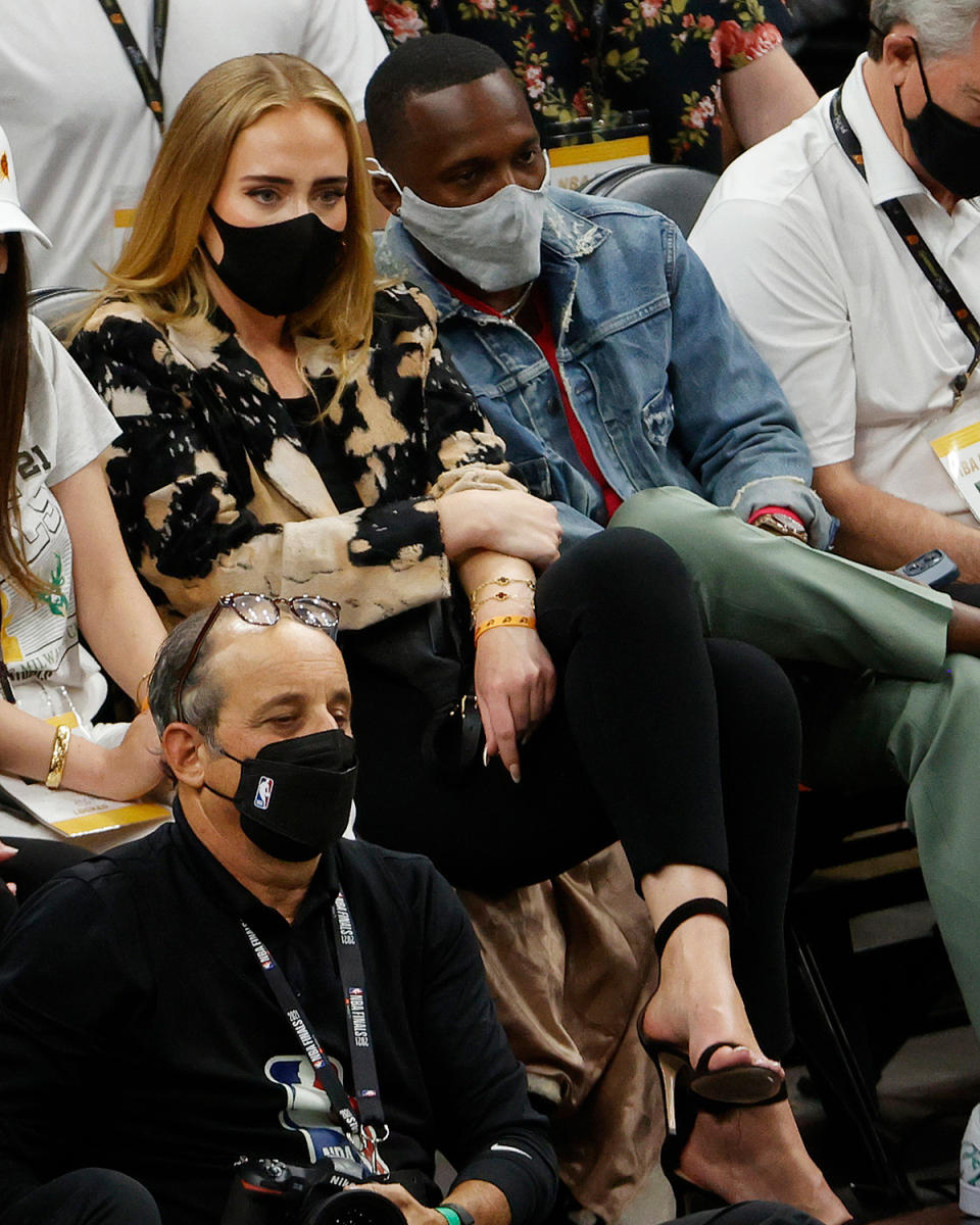 Adele and Paul Rich at the NBA finals