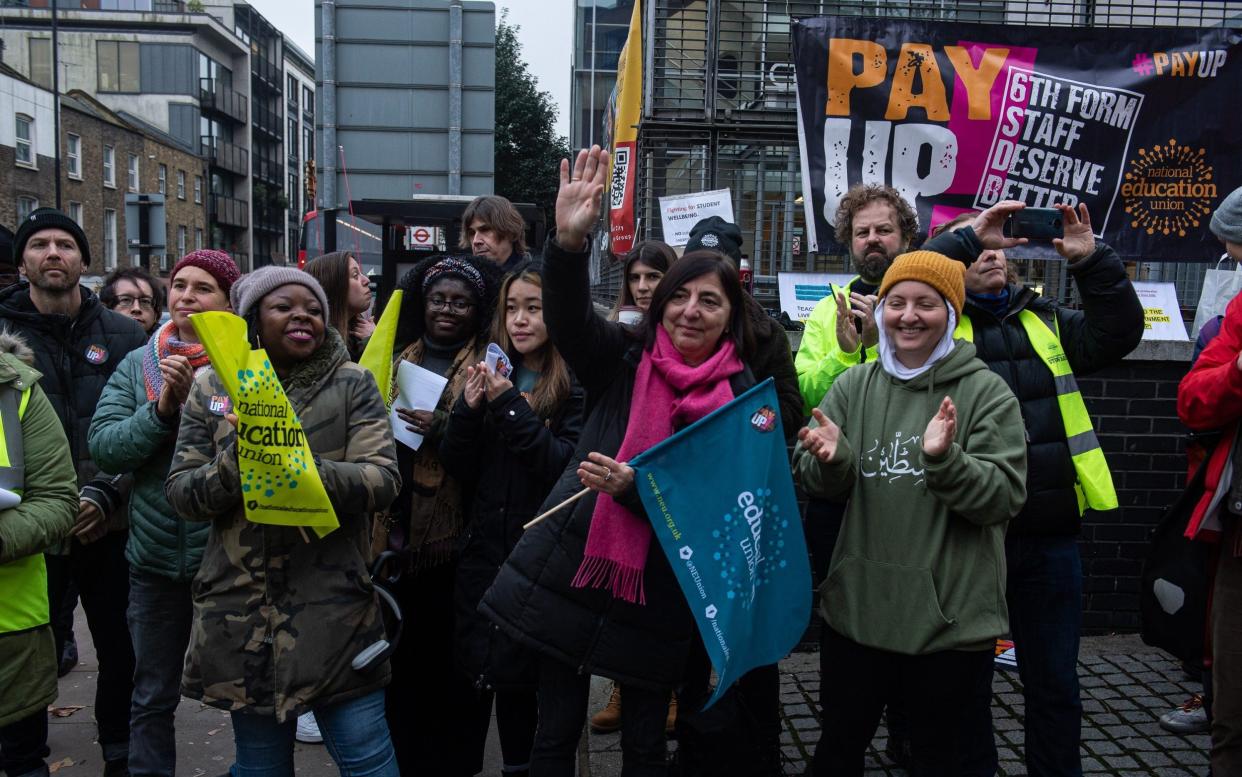 Members of the National Education Union on a picket line in November - Guy Smallman/Getty Images