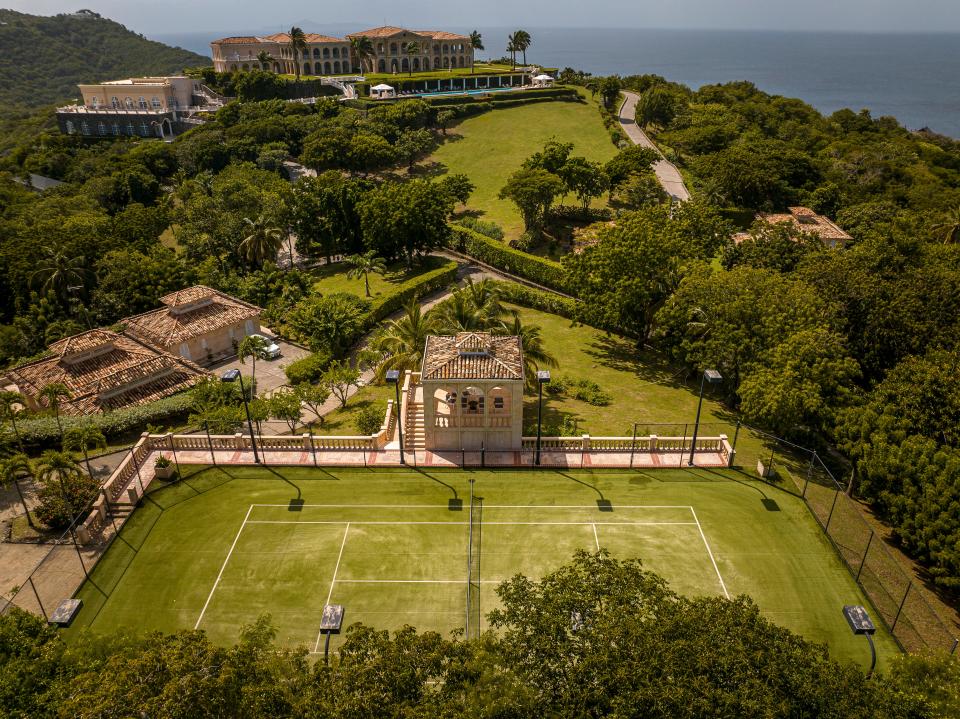Tennis courts at The Terraces in Mustique