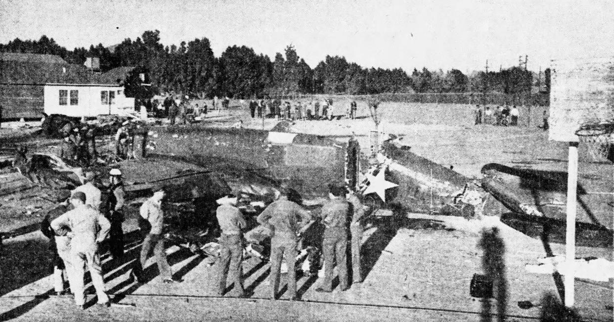 B-25 crash at Wilson Elementary School, 1944.