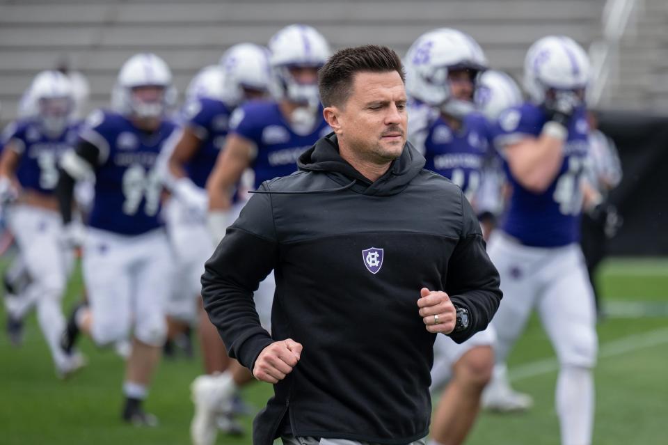 Holy Cross coach Bob Chesney and his Crusaders have an opportunity to at least tie for their fifth straight Patriot League title with a win over Georgetown on Saturday.