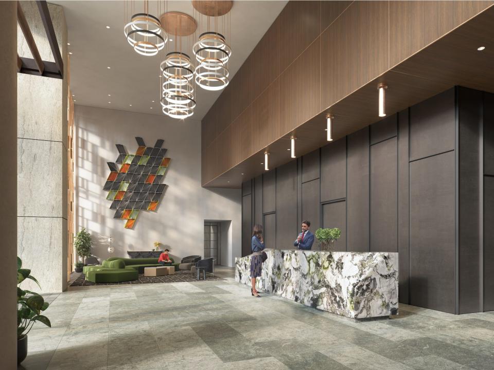 Lobby of Fifteen Fifty with interiors by Marmol Radziner