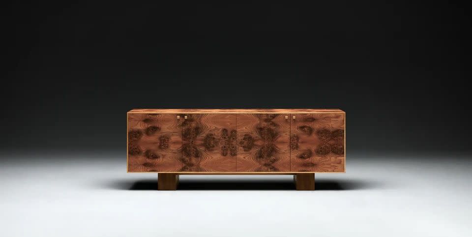 a burl wood sideboard