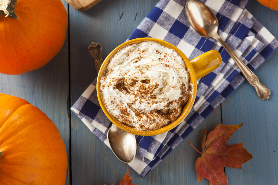 Autumn Pumpkin Spice Latte with Milk and Cream