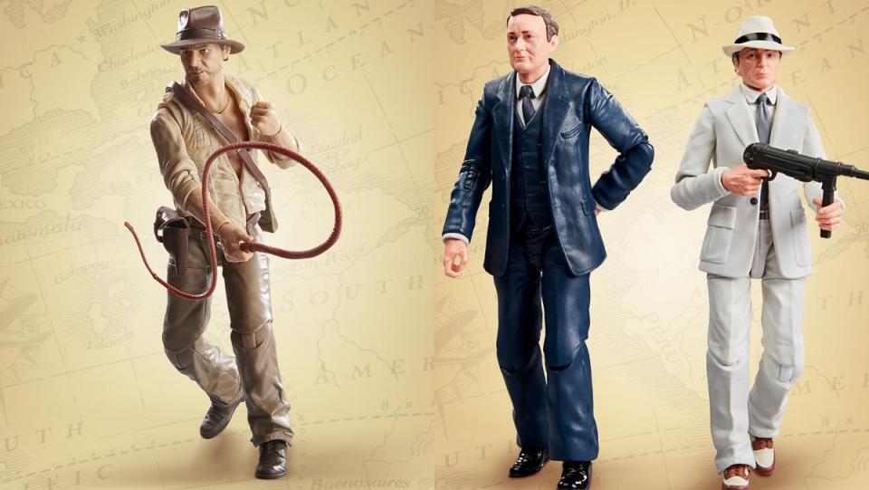 Indiana Jones Adventure Series Cairo Indy and Marcus Brody and René Belloq figures.