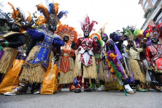 Members of the Zulu Social Aid & Please Club parade on 25 February in New Orleans. (Getty Images)