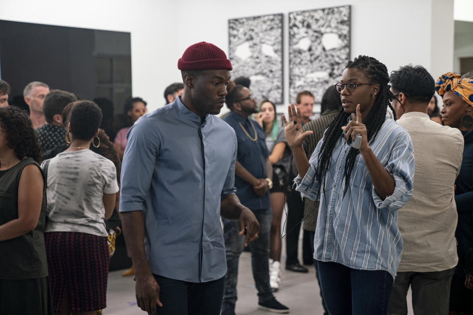 Yahya Abdul-Mateen II and director Nia DaCosta on the set of Candyman.