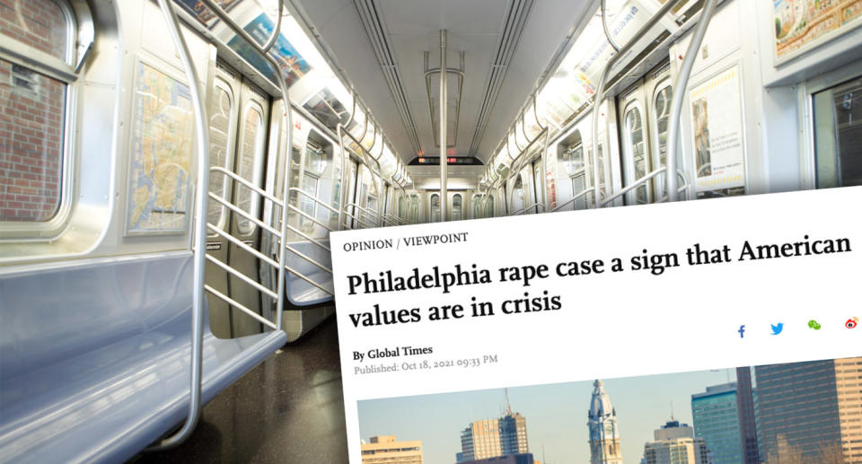 Chinese state media has used an alleged rape on a Philadelphia train as an opportunity to assess the morales of the US citizens. Source: Getty, file/ Global Times