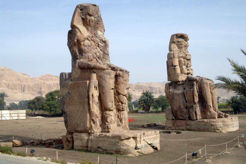 Country: Egypt
Site: The Mortuary Temple of Amenhotep III
Caption: The Colossi of Memnon after defoliation and monitoring
Image Date: January - March 2013
Photographer: Hourig Sourouzian/World Monuments Fund
Provenance: 2013 Progress Report
Original: from CD EGY051