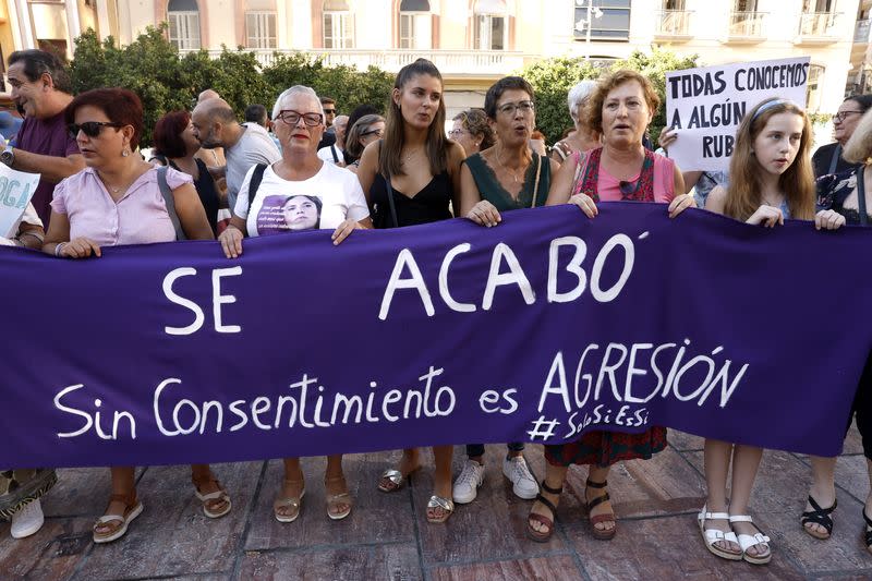 People protest against Royal Spanish Football Federation President Luis Rubiales