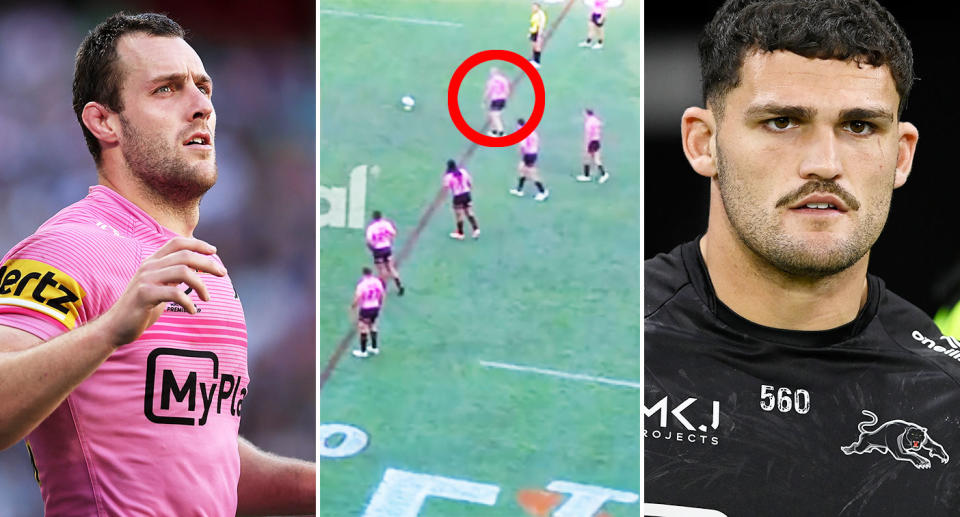 Isaah Yeo was filthy with himself for a costly sin-bin against the Warriors as Penrith rued the absence of halfback and goalkicker Nathan Cleary. Pic: Getty 