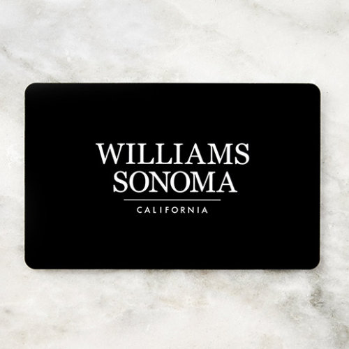 black williams sonoma gift card against marble background