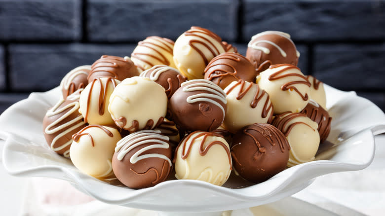 cake truffles on cake stand