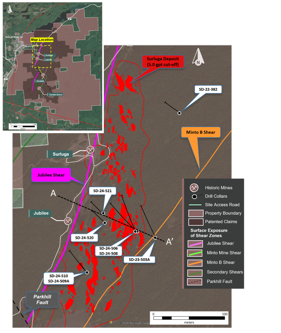 Location of Diamond Drilling Results