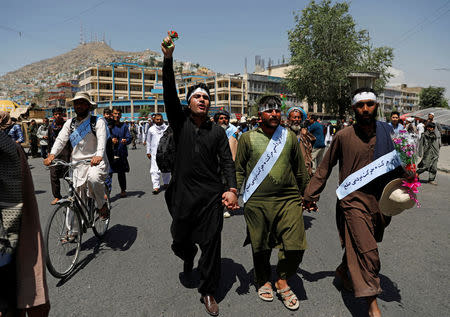 Afghan peace marchers arrive in Kabul, Afghanistan June 18, 2018. REUTERS/Mohammad Ismail