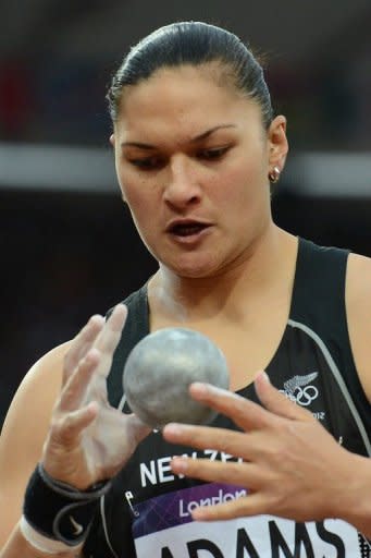 New Zealand's Valerie Adams competes in the women's shot put final at the athletics event of the London 2012 Olympic Games on August 6. The International Olympic Committee (IOC) confirmed that New Zealand's Valerie Adams has been awarded the gold medal after original winner Nadezhda Ostapchuk, of Belarus, provided two urine samples which were found to contain the banned anabolic agent metenolone