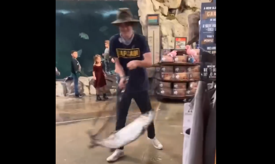 A man stole a live tarpon from an indoor fish pond at a Bass Pro Shop in Fort Myers, Florida.