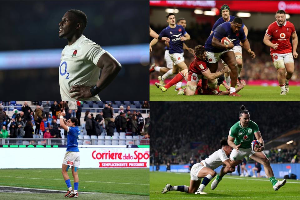 Maro Itoje, Georges-Henri Colombe, James Lowe and Ange Capuozzo all make our Six Nations team of the week (Getty Images/Fotor)