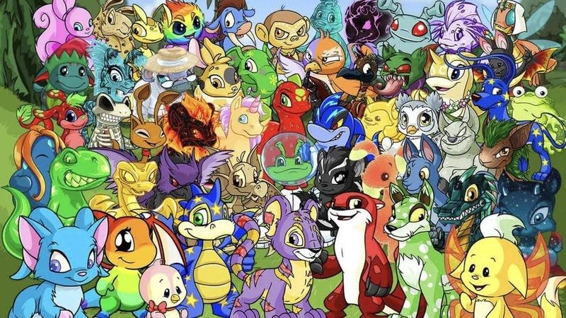 An image containing a host of Neopets characters.