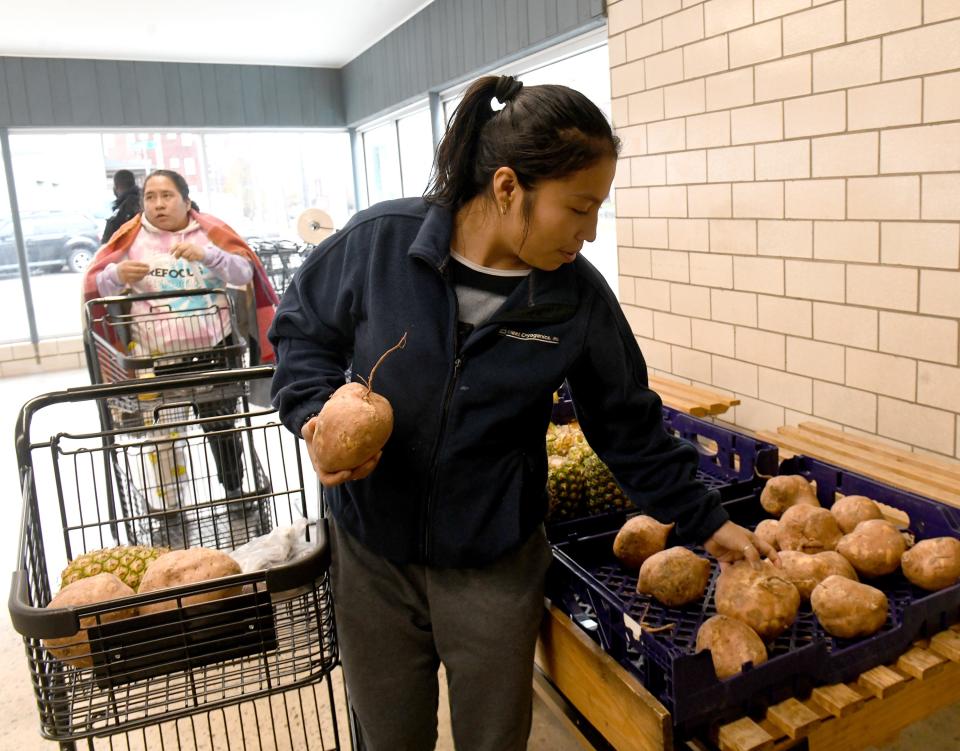 Kristina Chub of Canton shops for food at the Shorb Neighborhood Market and Connection Center. The market will be open from 11 a.m. to 4 p.m. Tuesdays through Fridays.