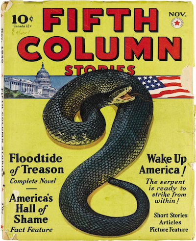 Portada de la serie Historias de la Quinta Columna, titulada ‘¡La serpiente está lista para atacar desde adentro!’. Author provided