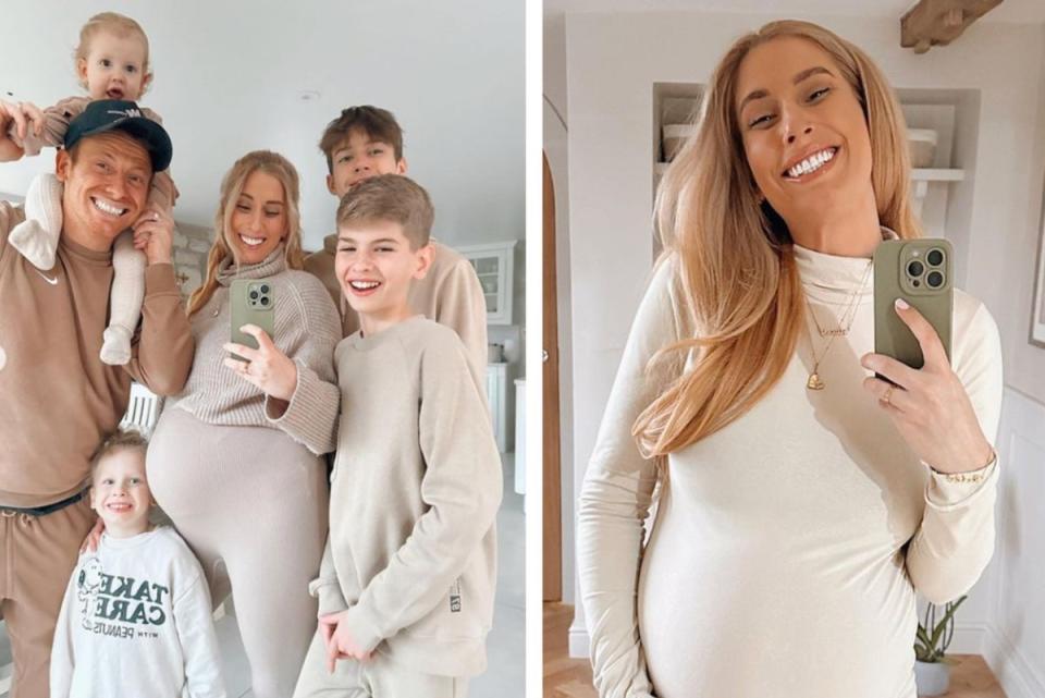 The pregnant Loose Women presenter with husband Joe Swash with their blended family (Instagram/StaceySolomon)