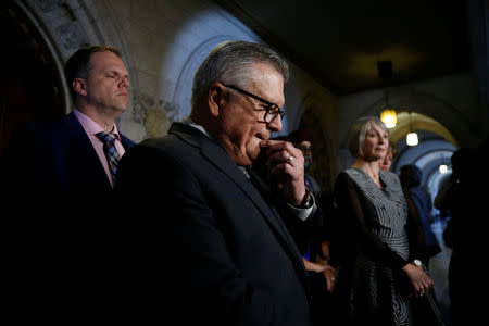 Canada's Public Safety Minister Ralph Goodale takes part in a news conference on Parliament Hill in Ottawa, Ontario, Canada March 20, 2018. REUTERS/Chris Wattie