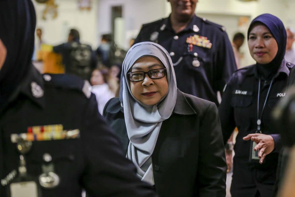 Lawyer Mohd Khairul Azam Abdul Aziz said his client, Datuk Hasanah Abdul Hamid (pic), had merely forgotten to be present in court when her criminal case came up for case management this morning. — Picture by Firdaus Latif