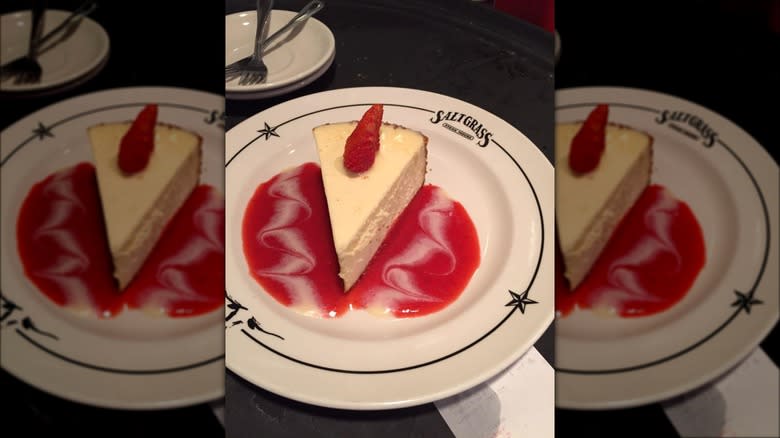 Saltgrass' cheesecake on a plate