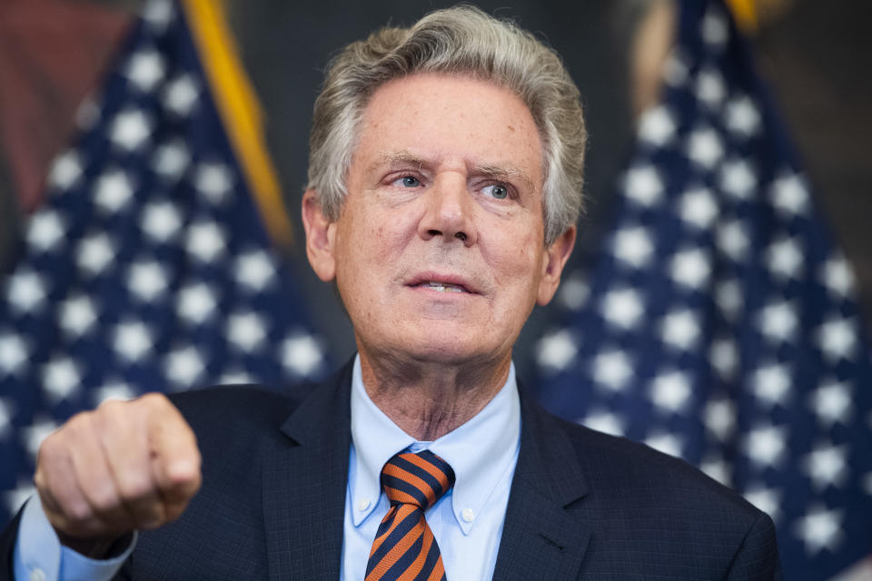 UNITED STATES - SEPTEMBER 17: Rep. Frank Pallone, D-N.J., conducts a news conference in the Capitols Rayburn Room to call for covid-19 testing and tracing funds that are included in the Heroes Act on Thursday, September 17, 2020. (Photo By Tom Williams/CQ-Roll Call, Inc via Getty Images)