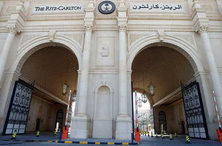 The gates of the Ritz-Carlton hotel are seen open in Riyadh, Saudi Arabia, February 11, 2018. REUTERS/Faisal Al Nasser