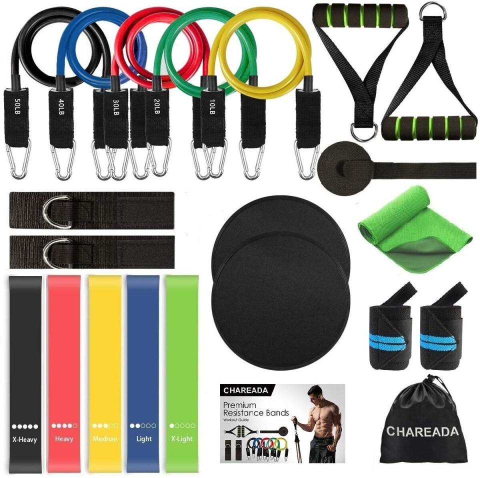 Find this 22-Pack Resistance Band and Loop Set for $37 on <a href="https://amzn.to/3cVKlMT" target="_blank" rel="noopener noreferrer">Amazon</a>.